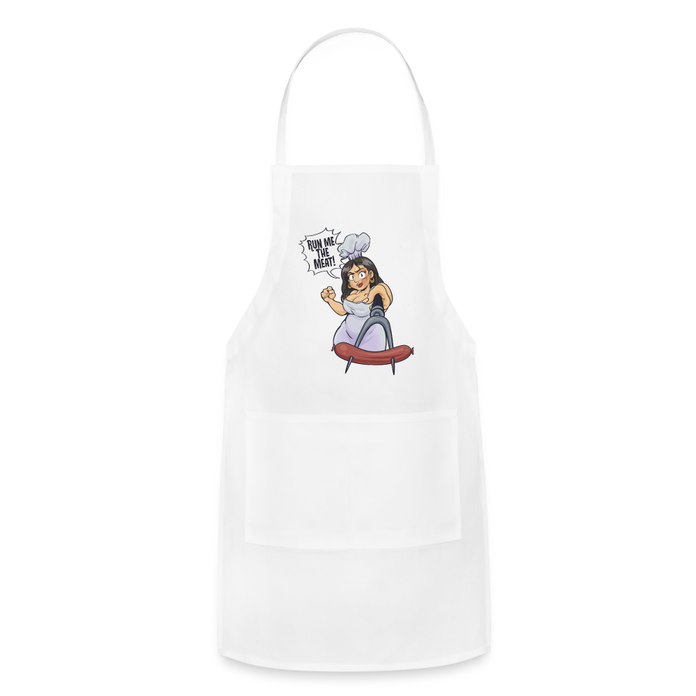 Adjustable Run Me The Meat Apron - white