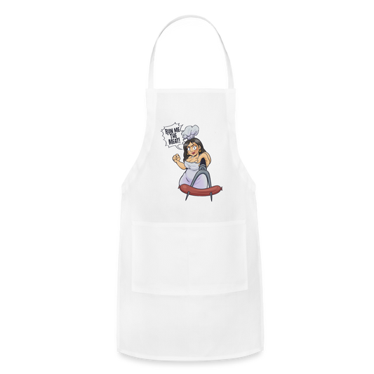 Adjustable Run Me The Meat Apron - white