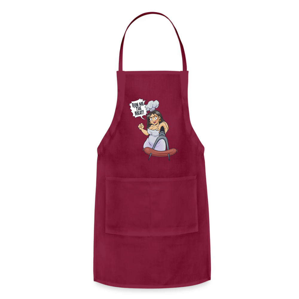 Adjustable Run Me The Meat Apron - burgundy