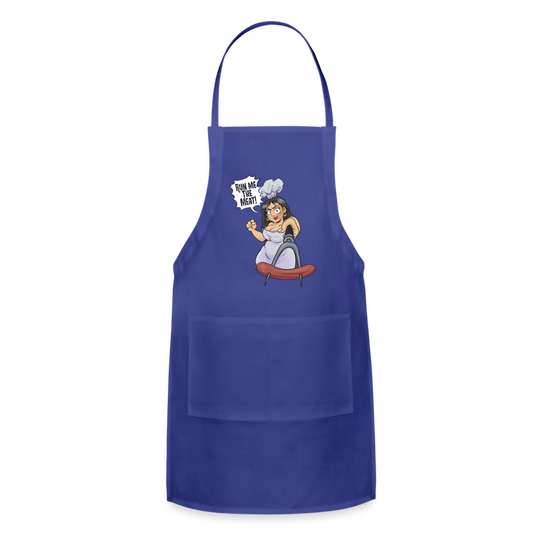 Adjustable Run Me The Meat Apron - royal blue