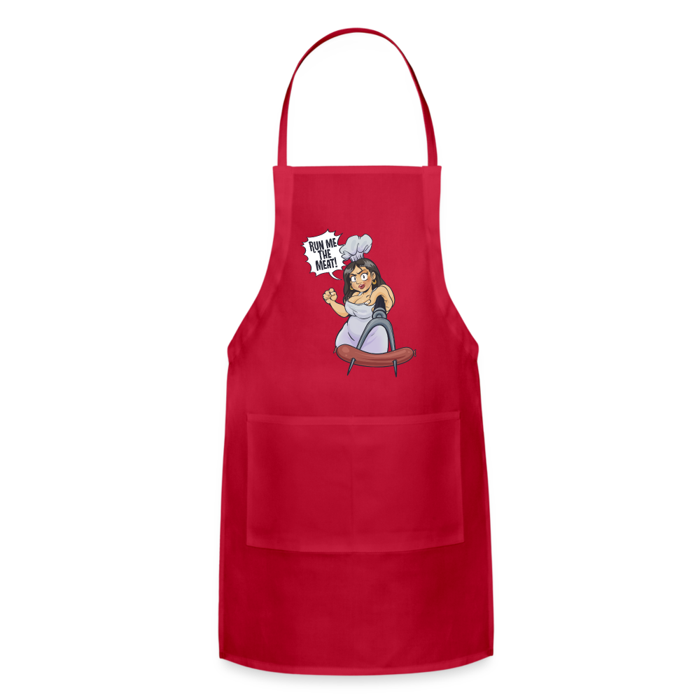 Adjustable Run Me The Meat Apron - red